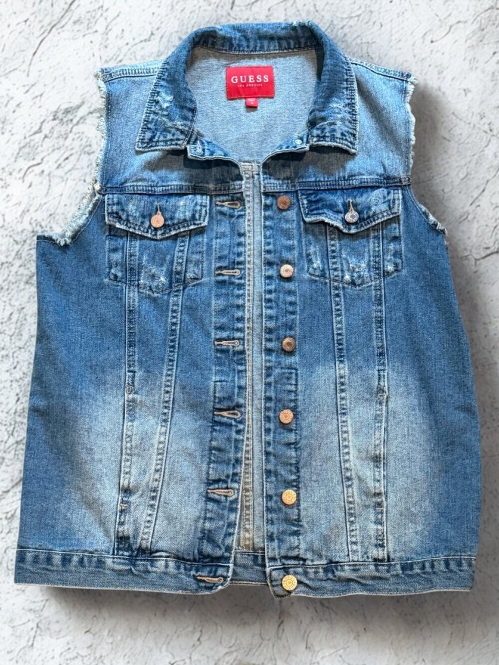 Vintage Style Guess Denim Vest Small - 90s Grunge Aesthetic